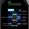 Coswatt Elektrikli Araba Taşınabilir Şarj Istasyonu 7,4Kw / 32A / Tip-2 / 3X32A Fiş / Monofaze/ 5mt