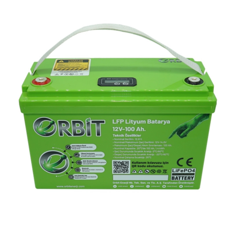 Orbit 12V 100Ah Lityum Aku LiFePO4